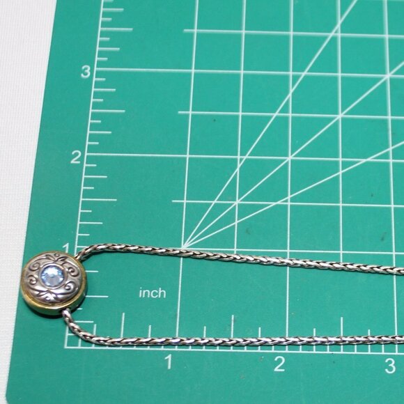 RETIRED Brighton 16"-18" Blue Crystal Round Decorative Bezel Slide Necklace - Picture 10 of 12